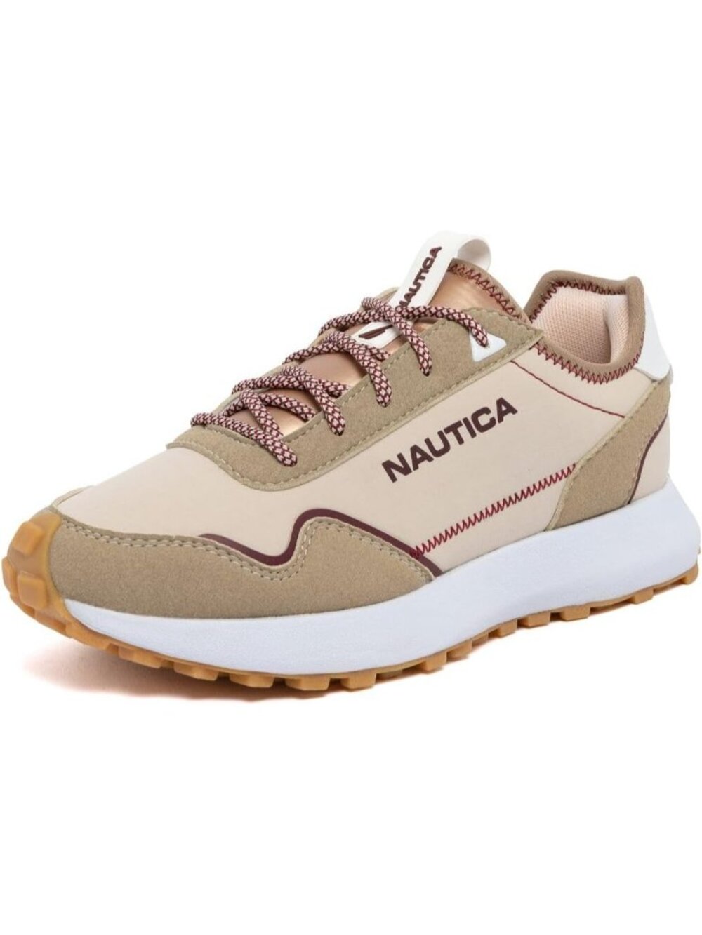 Women Tan Burgundy Slip On Comfortable Cushioned Lace Up Modern Fashion Sneakers